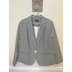 NWOT Talbots Petite Womens 16WP Black White Gingham Check Blazer Single Button